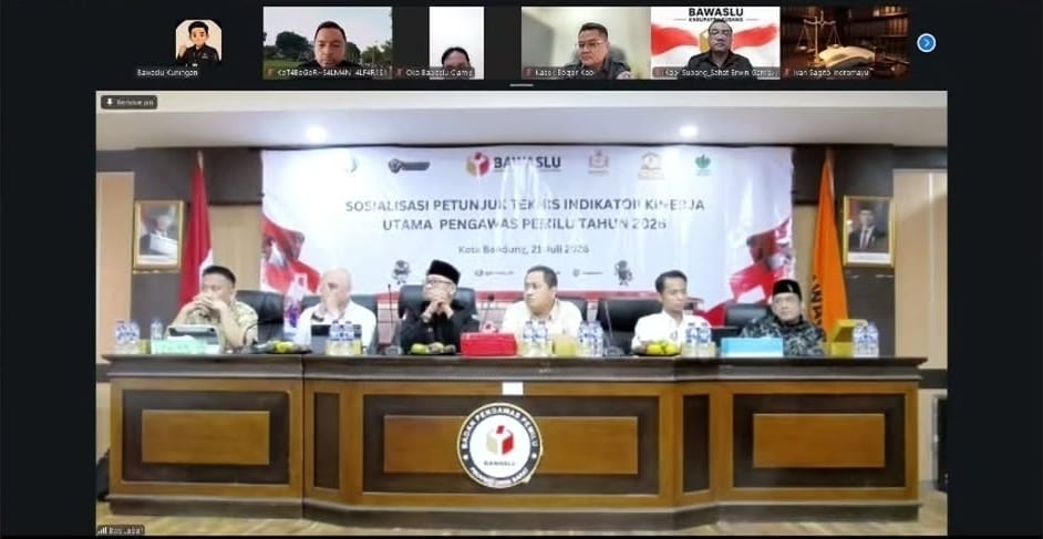 Bawaslu Kabupaten Pangandaran mengikuti Sosialisaai Petunjuk Teknis Indikator Kinerja Utama (IKU) Pengawas Pemilu Tahun 2026 yang diselenggarakan oleh Bawaslu Provinsi Jawa Barat secara daring pada Selasa (21/7/2026).rakan oleh Bawaslu Provinsi Jawa Barat secara daring pada Selasa (21/7/2026).