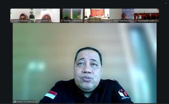 Anggota Bawaslu Herwyn J.H. Malonda dalam Rapat Koordinasi Jumat Sehati dan Jumpa Berlian melalui daring, Rabu (1/7/2026).