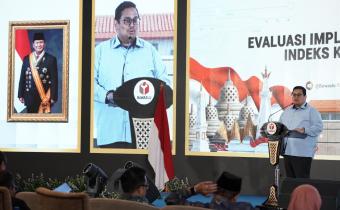 Ketua Bawaslu Rahmat Bagja saat membuka Evaluasi Implementasi dan Kualitas Data Indeks Kerawanan Pemilu (IKP) 2024 di Jakarta, Selasa malam, (28/7/2026).